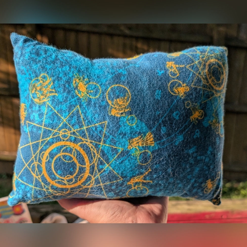 Blue and Yellow Patterned Pillow